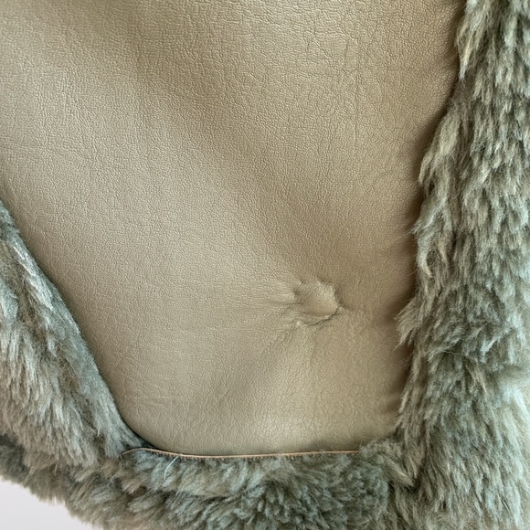 NASTY GAL Faux Fur Lined Faux Leather Aviator Jacket - Sage Green - Picture 9 of 9